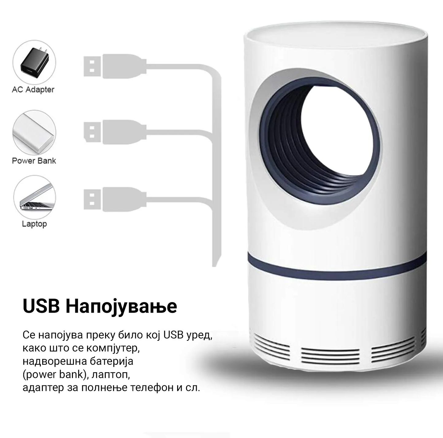 Светилка против комарци со вакуум