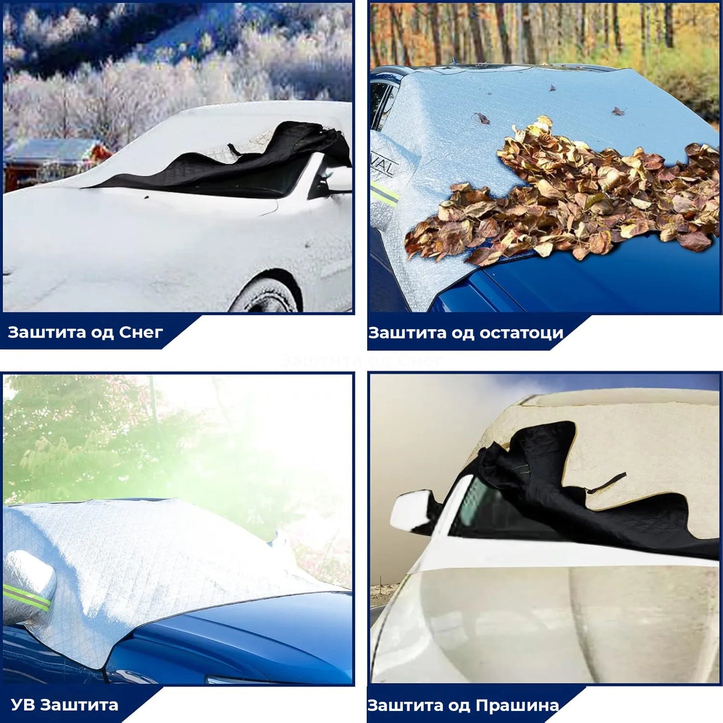 Заштита за шофершајбна и ретровизори, Заштита за шофершајбна од сонце, мраз, дожд и снег